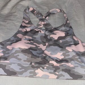Fabletics Pink and Gray Camo Sports Bra